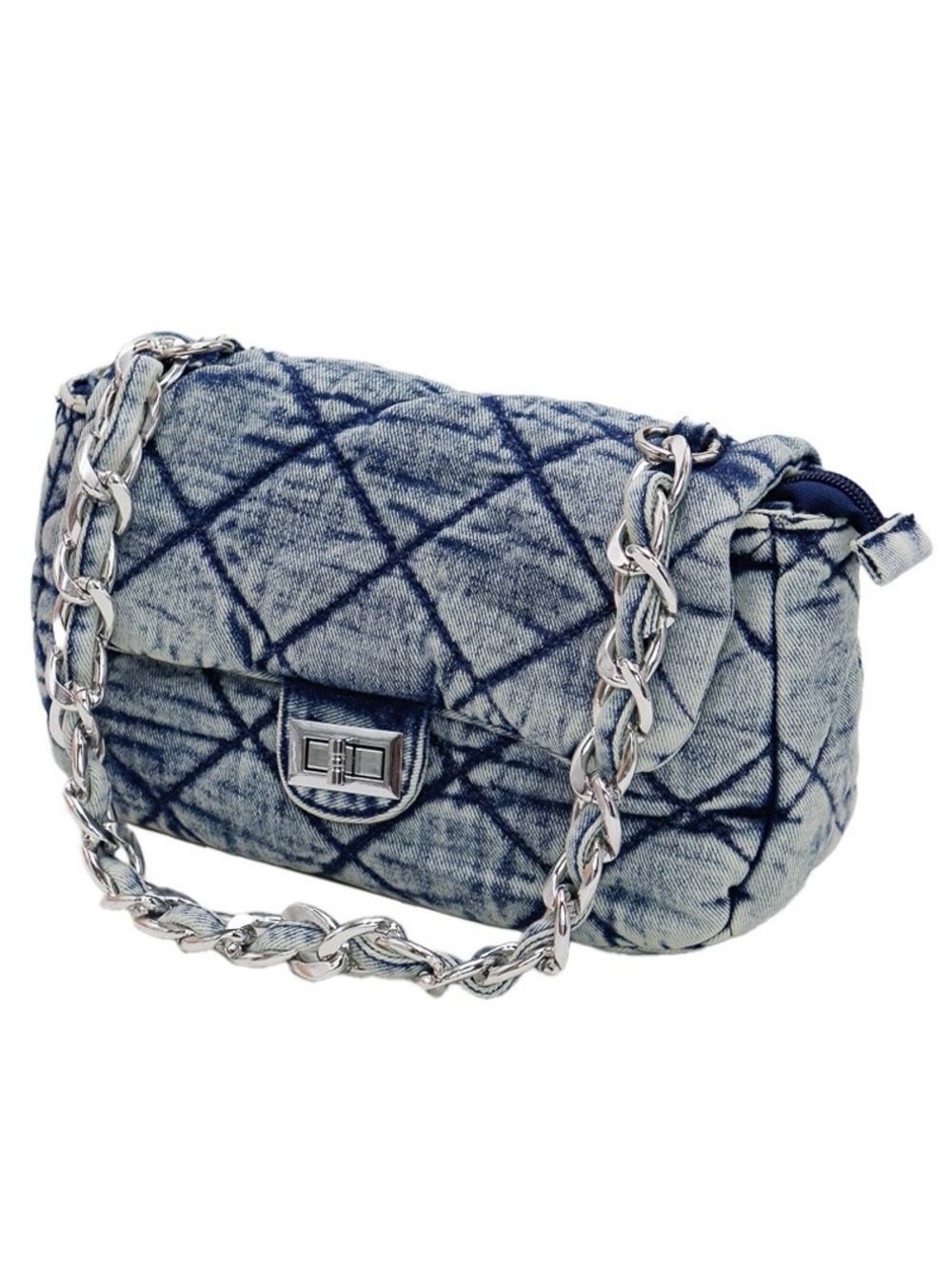 Vintage Inspired Quilted Denim Chain Bag